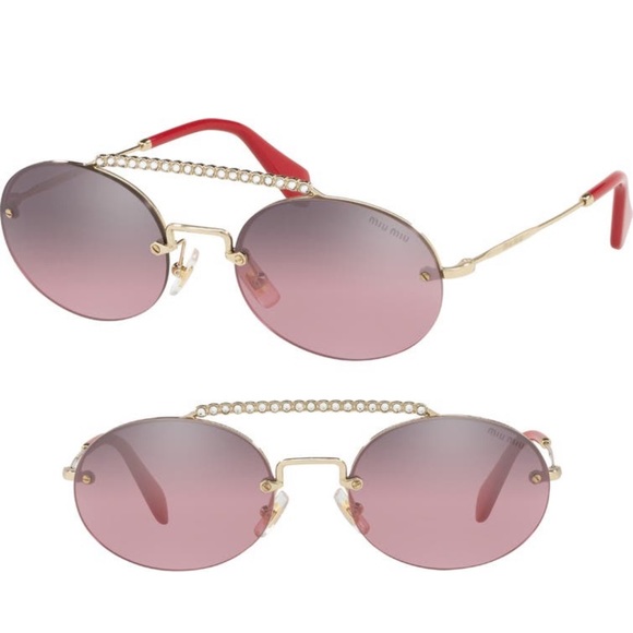 Miu Miu Evolution 54mm Rimless Crystal PALE GOLD GRADIENT Sunglasses
